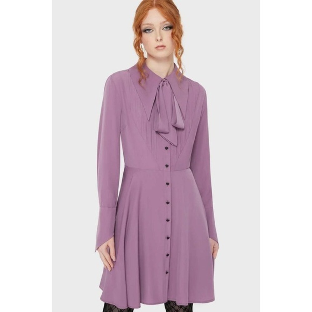 killstar Lyricore mini mauve tie front star buttons goth alternative balletcore
